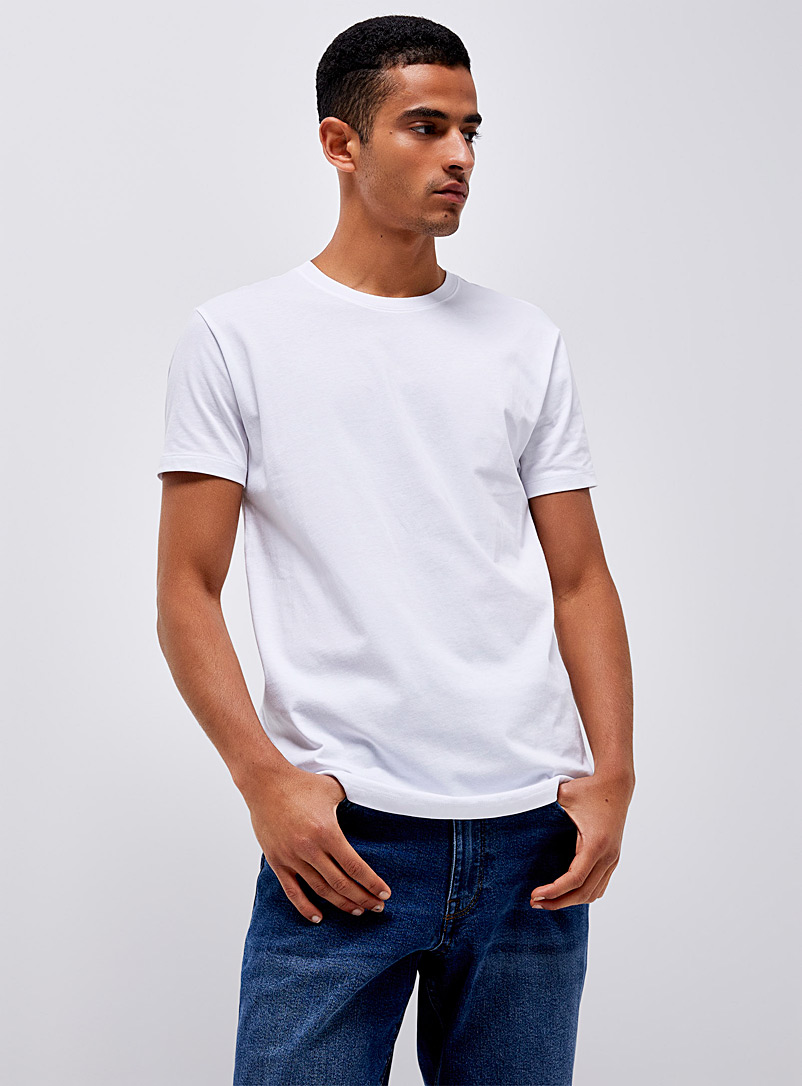 Le 31: Le t-shirt ajusté coton bio uni Coupe ajustée Blanc pour homme