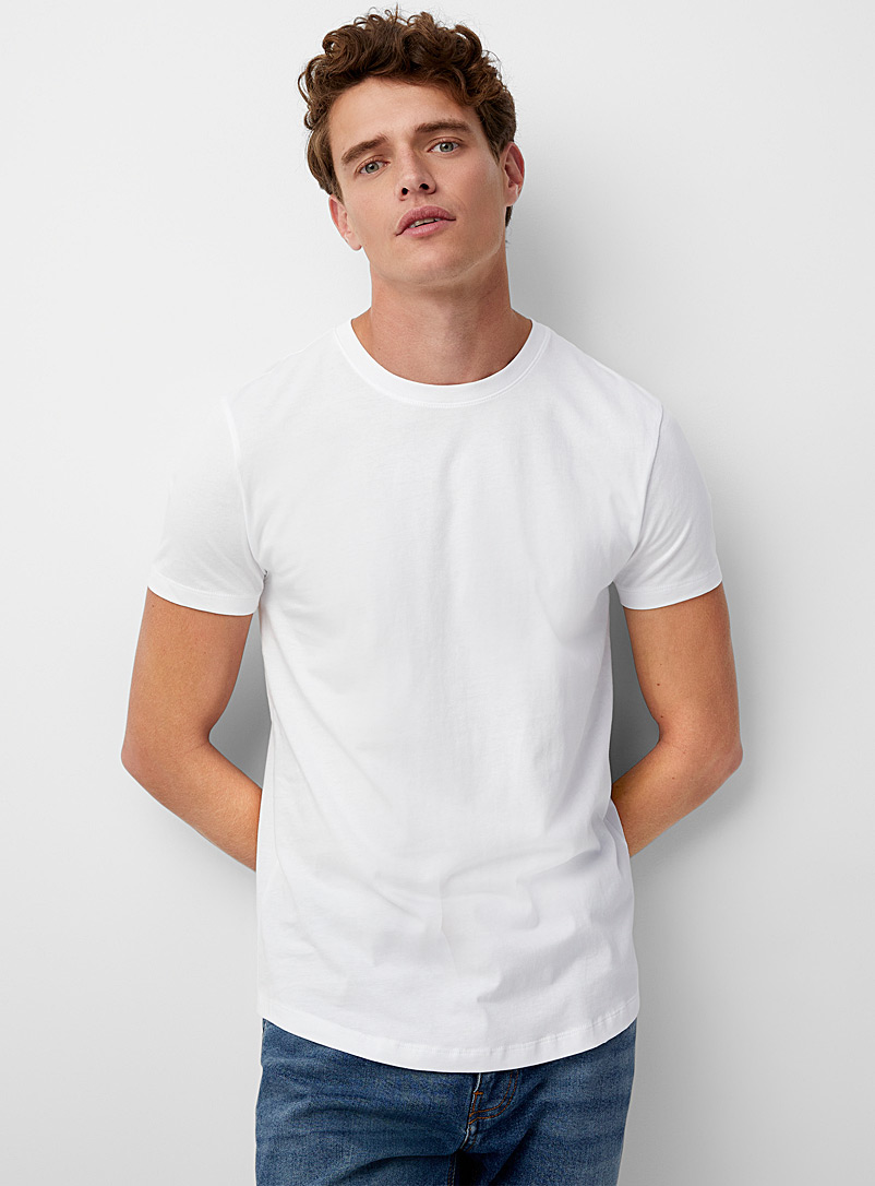 Le 31 White Solid organic cotton slim-fit T-shirt Muscle fit for men