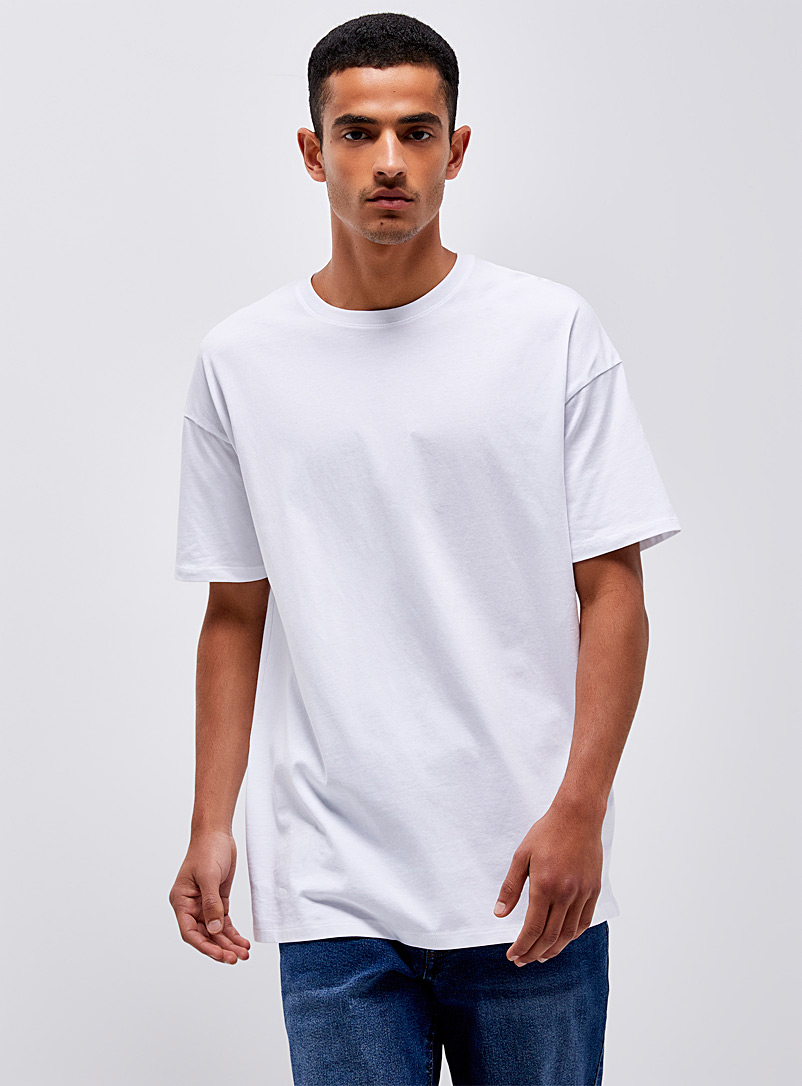 Le 31: Le t-shirt allongé coton bio uni Coupe allongée Blanc pour homme