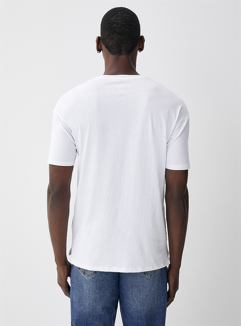 Le 31: Le t-shirt allong&eacute; coton biologique uni <b>Coupe allong&eacute;e</b> Blanc pour homme