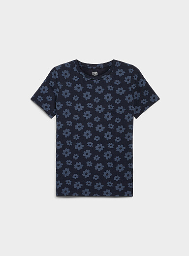 Twik: Le t-shirt col rond jersey l&eacute;ger imprim&eacute; <b>Coupe ajust&eacute;e</b> Citrons pour femme