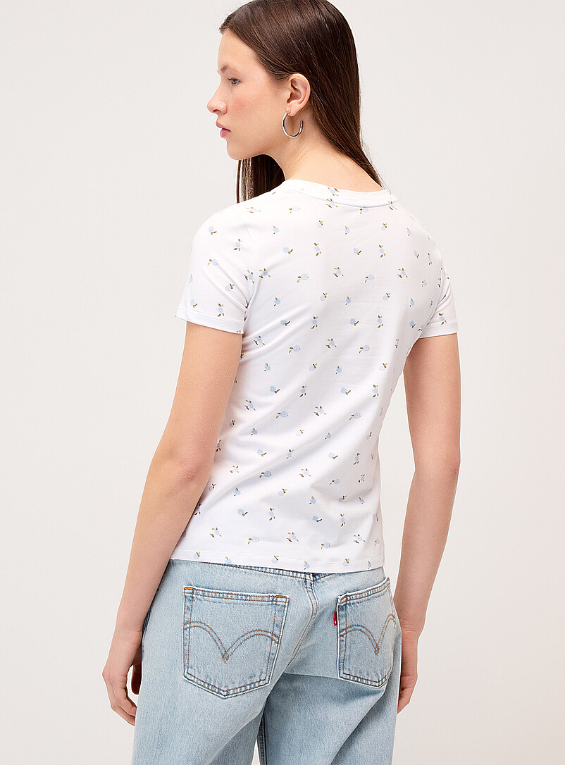 Twik: Le t-shirt col rond jersey l&eacute;ger imprim&eacute; <b>Coupe ajust&eacute;e</b> Citrons pour femme