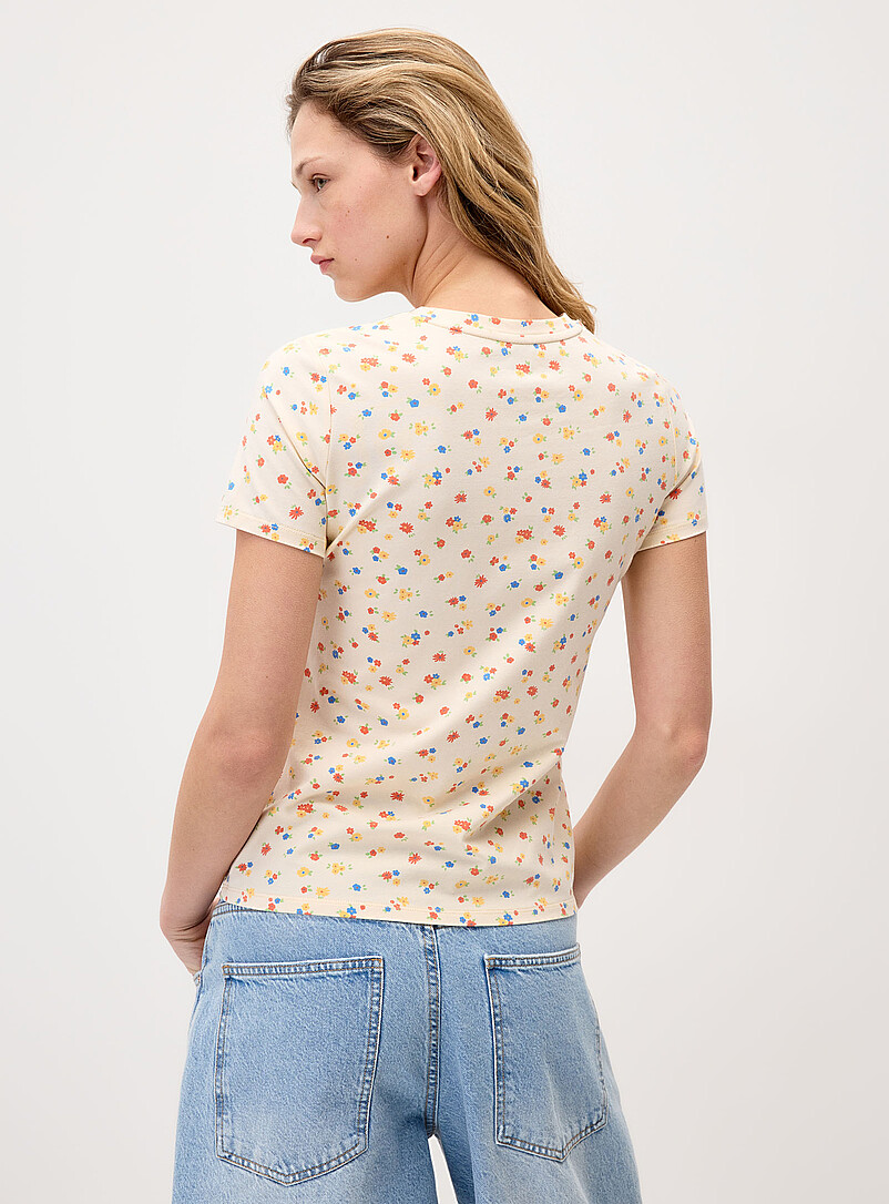 Twik: Le t-shirt col rond jersey l&eacute;ger imprim&eacute; <b>Coupe ajust&eacute;e</b> Citrons pour femme