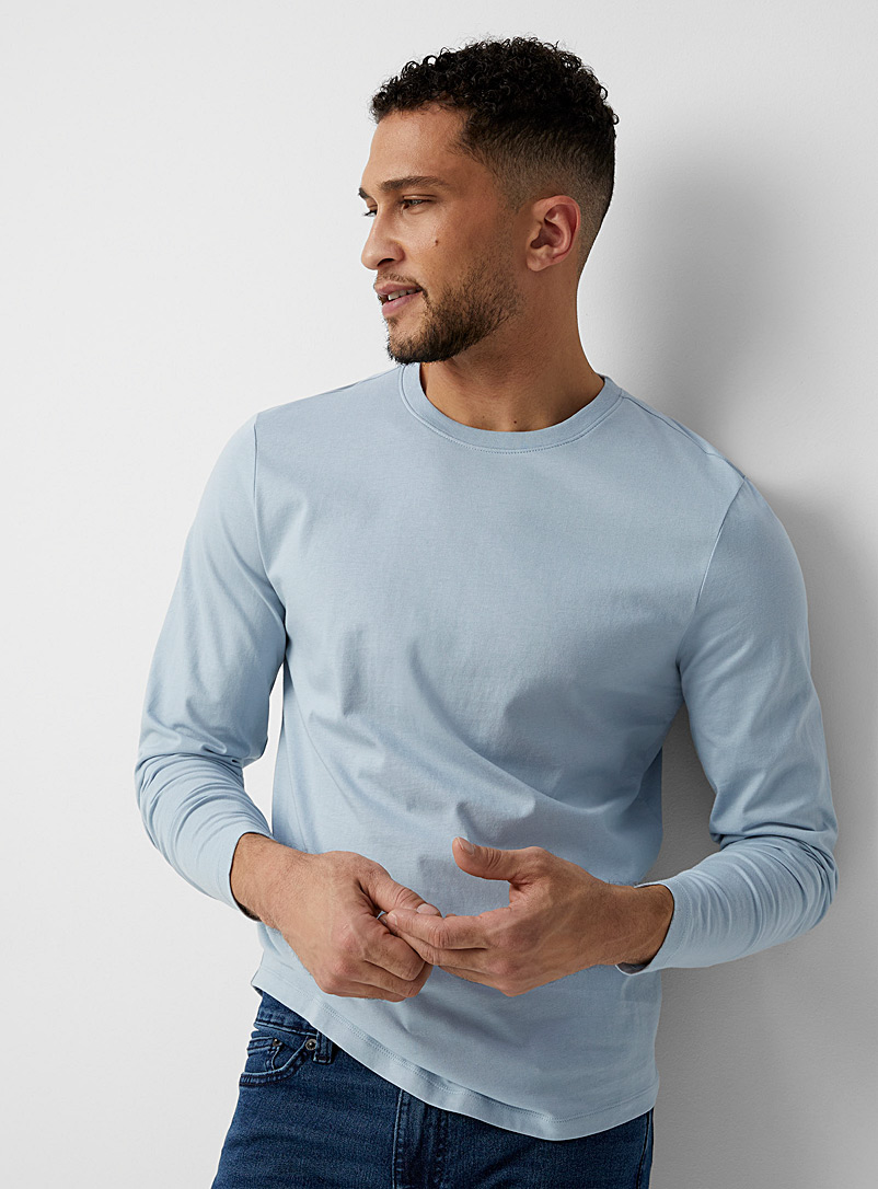 Le 31 Baby Blue Organic cotton long-sleeve T-shirt Muscle fit for men
