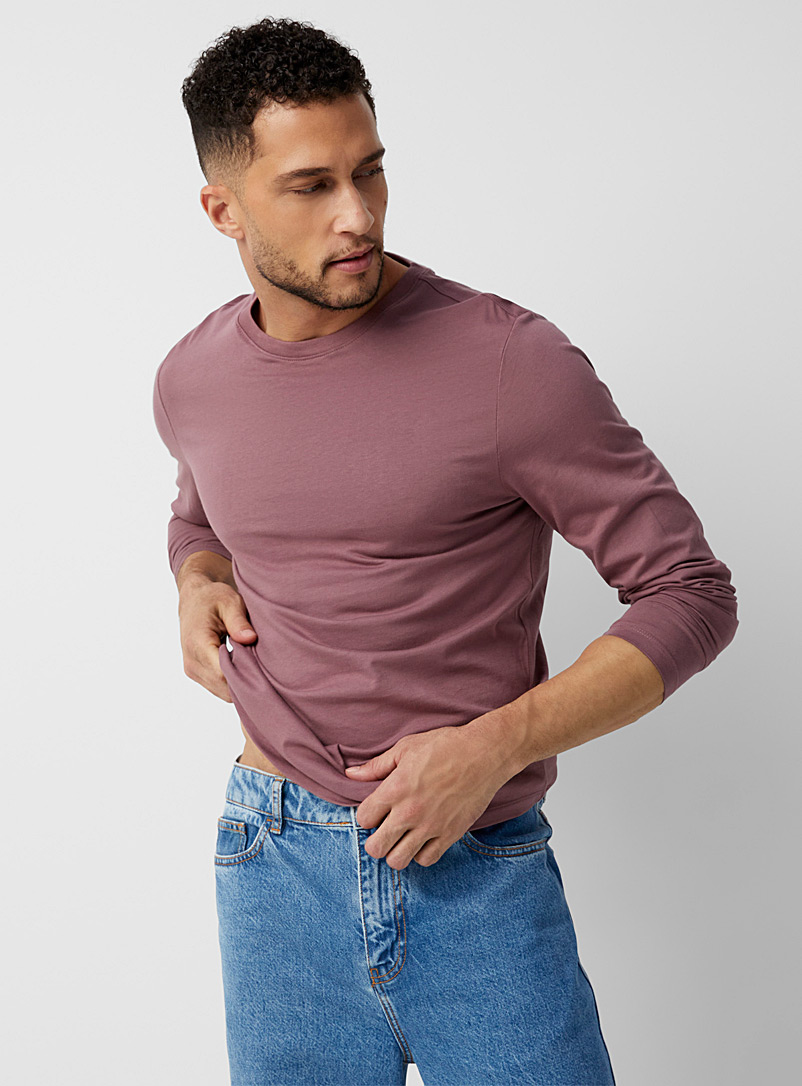 Le 31 Purple Organic cotton long-sleeve T-shirt Muscle fit for men
