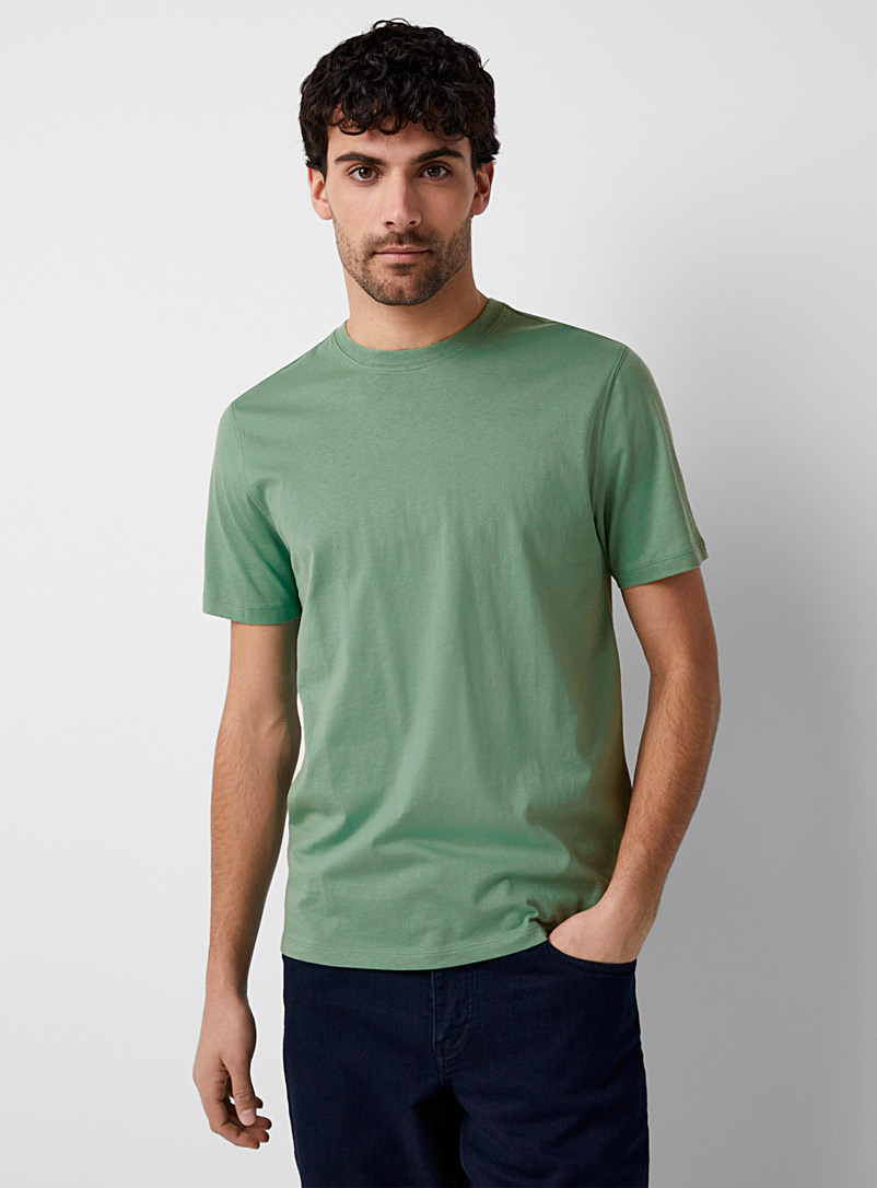Le 31 Lime Green Colourful pure organic cotton crew-neck T-shirt Standard fit for men