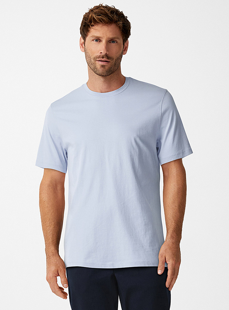 Le 31: Le t-shirt col rond pur coton bio coloré Coupe standard Bleu pâle - Bleu ciel pour homme