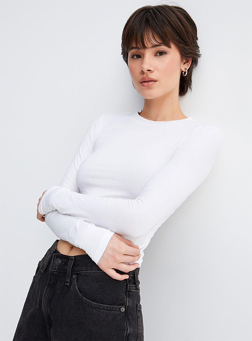 SHAPERIN Body Thermique Femme Manches Longues Col Rond – T-Shirt Ajusté Chaud Et Confortable Automne Hiver – Noir, Blanc, Bordeaux, Gris