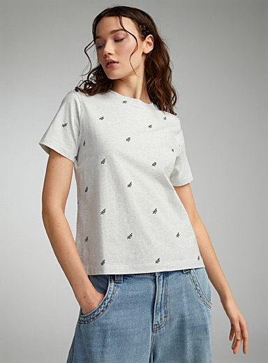 Twik Grey Boxy printed T-shirt <b>Relaxed fit</b> for women
