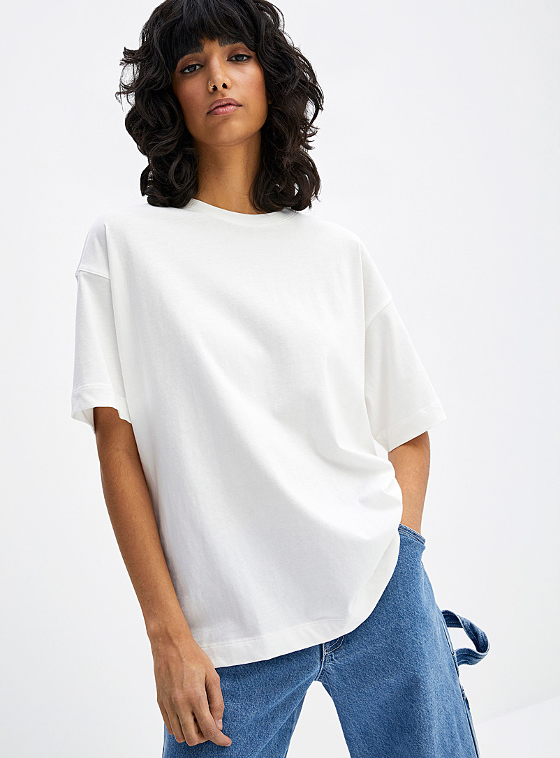 Twik Off White Thin jersey crew-neck tee <b>Oversized fit</b> for women