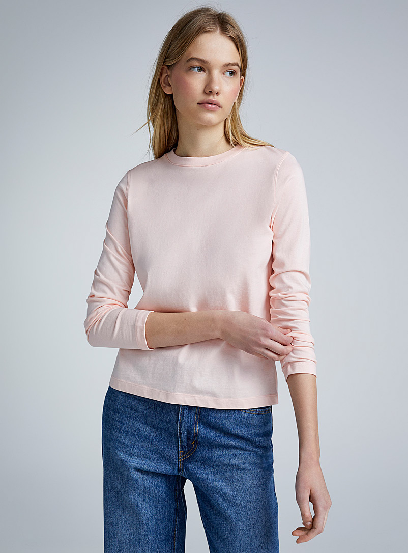 Twik Pink Thin jersey long-sleeve crew-neck tee <b>Relaxed fit</b> for women