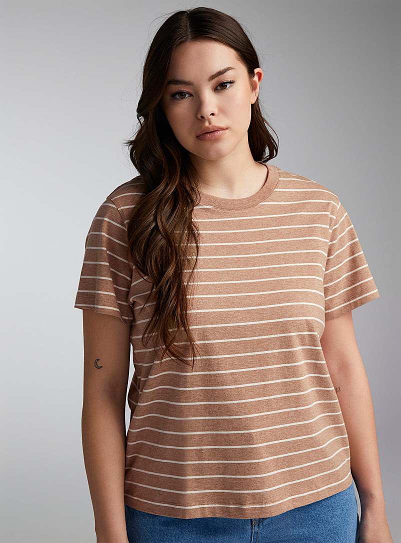Twik Fawn Striped thin jersey short-sleeve tee <b>Relaxed fit</b> for women