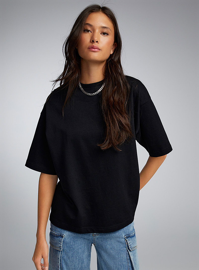 Twik: Le t-shirt ample jersey épais Noir pour femme