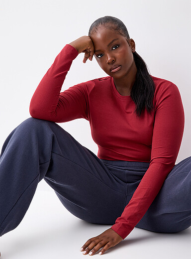 T-shirt Manches Longues Femme Rayures Fines - Mélange Polyester/élasthanne, Col Rond, Confortable Et Extensible - 3