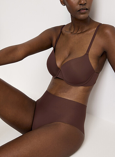 Miiyu: La cheekie taille haute coupe&eacute; laser Nylon recycl&eacute; Brun noisette pour femme