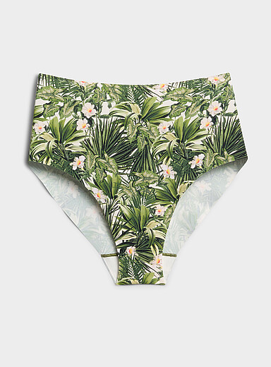 Miiyu: La cheekie taille haute coupe&eacute; laser Nylon recycl&eacute; Vert &agrave; motifs pour femme