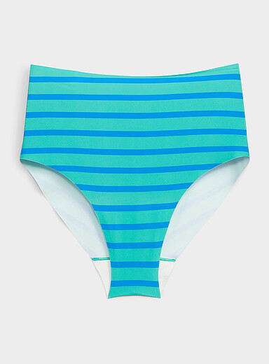 Miiyu: La cheekie taille haute coupe&eacute; laser Nylon recycl&eacute; Turquoise pour femme