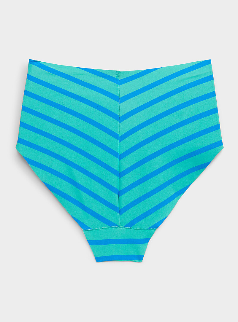 Miiyu Patterned Green Laser-cut high-waist cheeky panty Recycled nylon for women