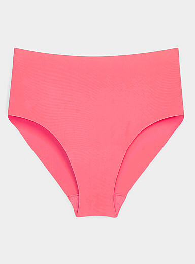 Miiyu Coral Orange Laser-cut high-waist cheeky panty Recycled nylon for women