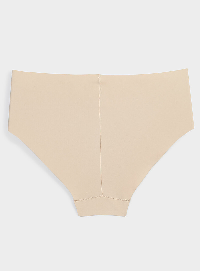 Miiyu Beige/Greige Stretch Laser-cut bikini panty Recycled nylon for women