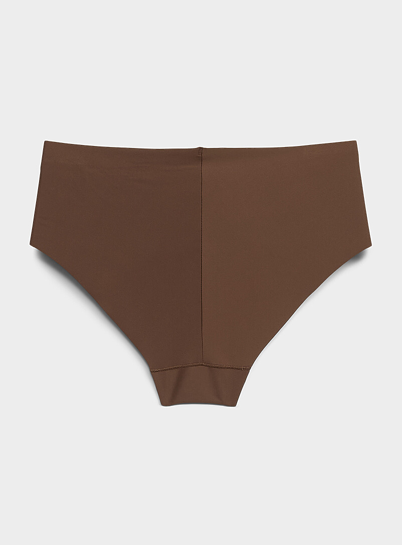 Miiyu Beige/Greige Stretch Laser-cut bikini panty Recycled nylon for women