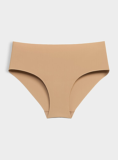 Miiyu Light Brown Stretch Laser-cut bikini panty Recycled nylon for women