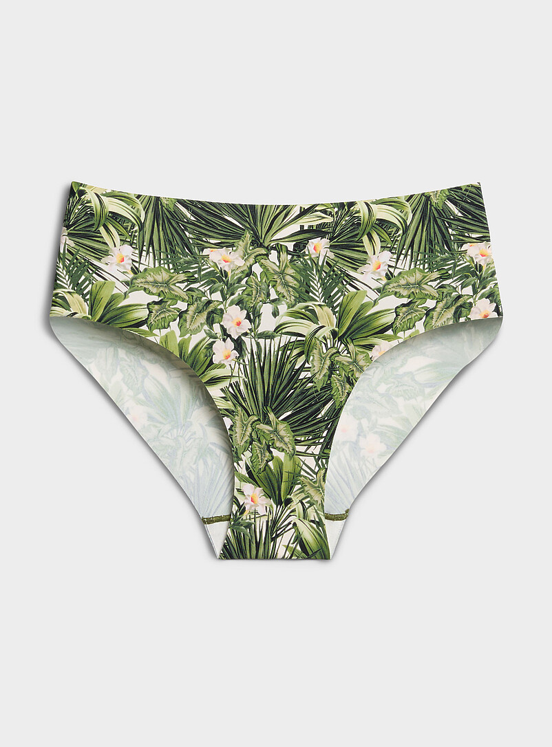 Miiyu Beige/Greige Stretch Laser-cut bikini panty Recycled nylon for women