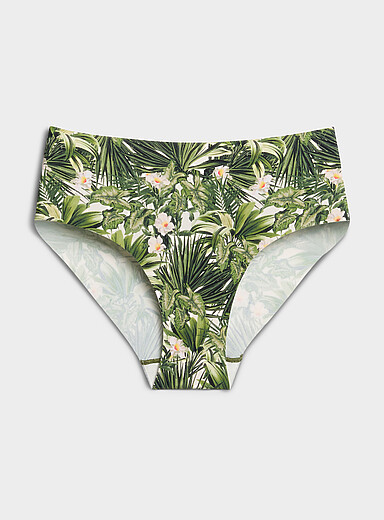 Miiyu: Le bikini coup&eacute; laser extensible Nylon recycl&eacute; Vert &agrave; motifs pour femme