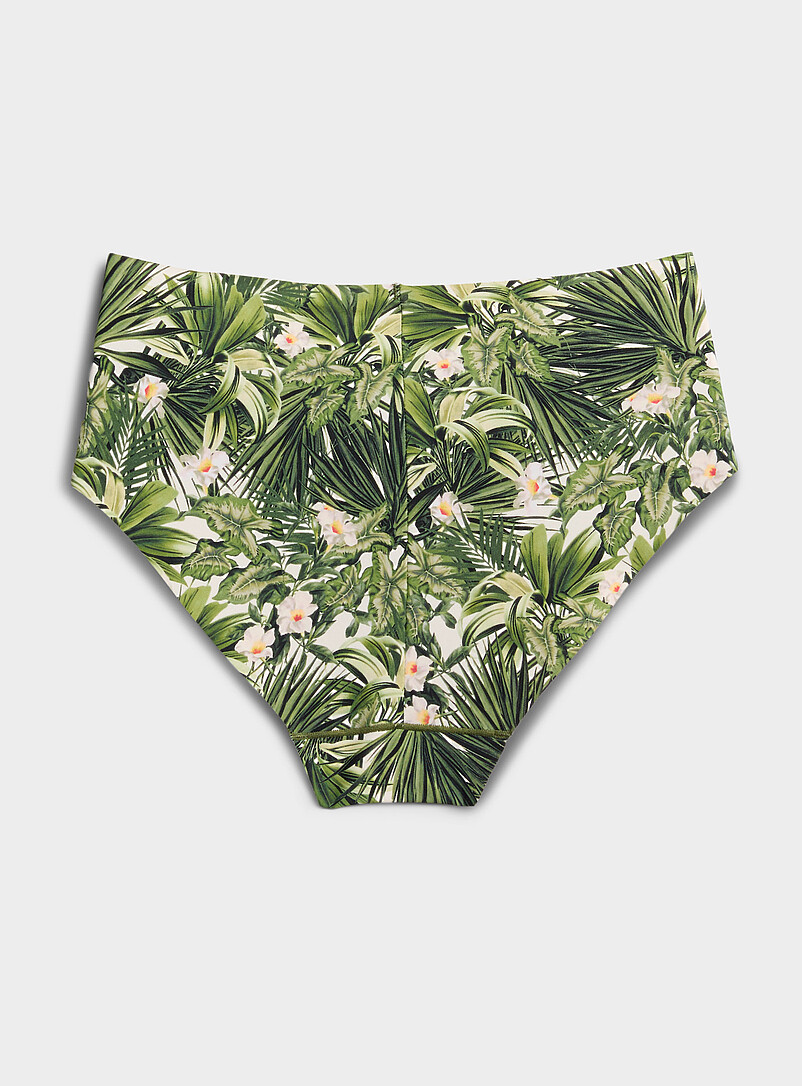 Miiyu Beige/Greige Stretch Laser-cut bikini panty Recycled nylon for women