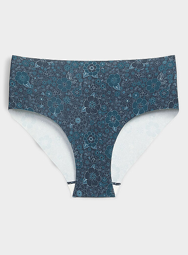 Miiyu Patterned Blue Stretch Laser-cut bikini panty Recycled nylon for women