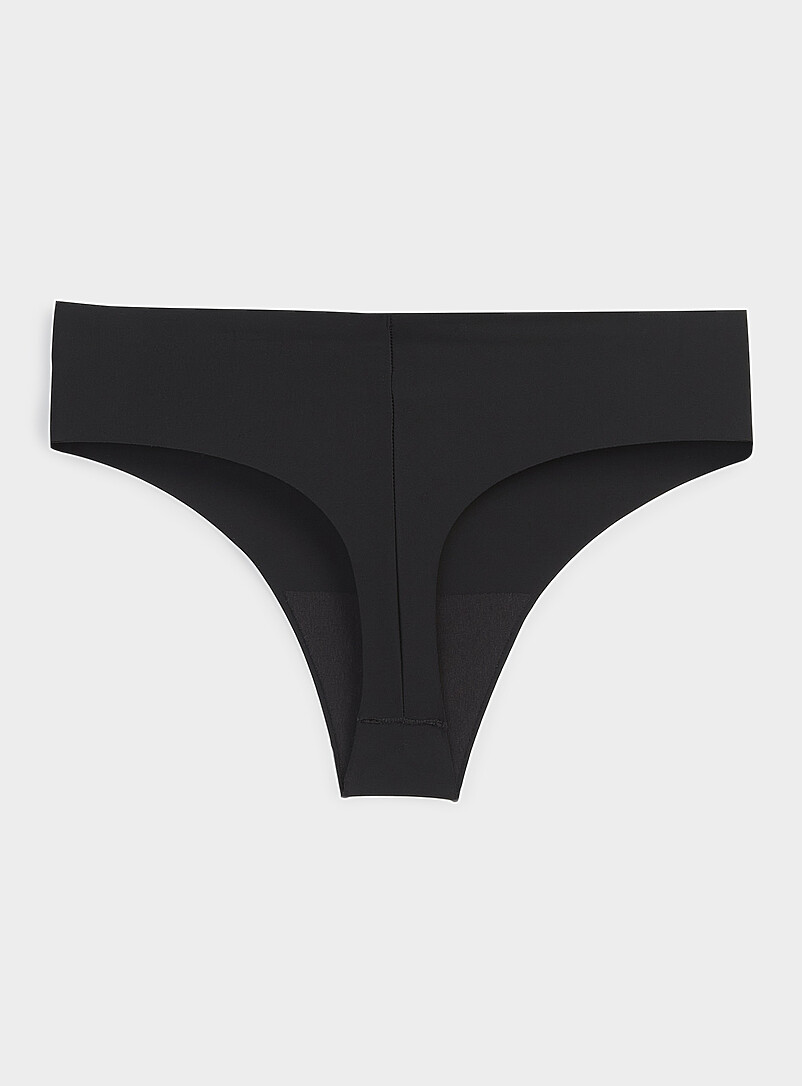 Miiyu Black Neutral laser-cut thong Recycled nylon for women