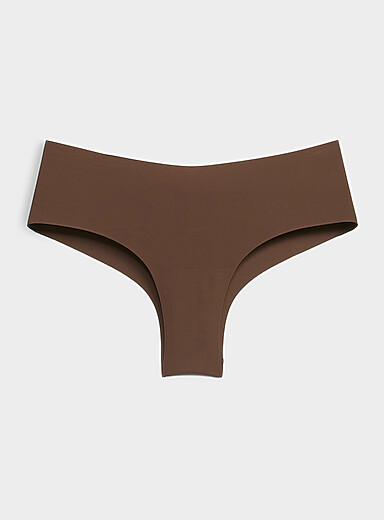 Miiyu Brown  Dense laser-cut Brazilian panty Recycled nylon for women