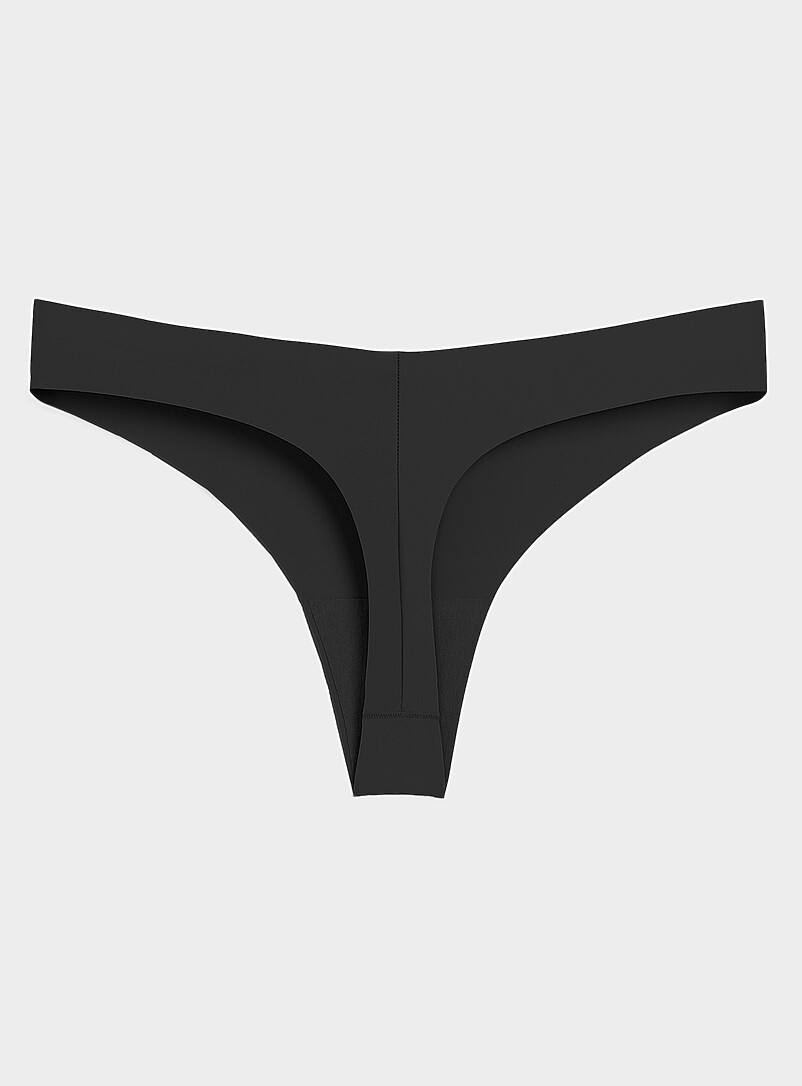 Miiyu Beige Dense laser-cut thong Recycled nylon for women