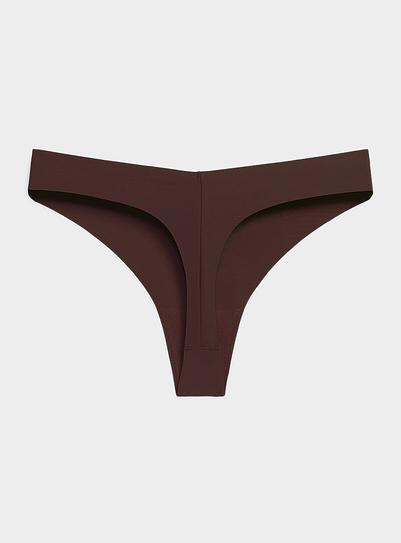 Miiyu: Le tanga dense coup&eacute; laser Nylon recycl&eacute; Beige pour femme