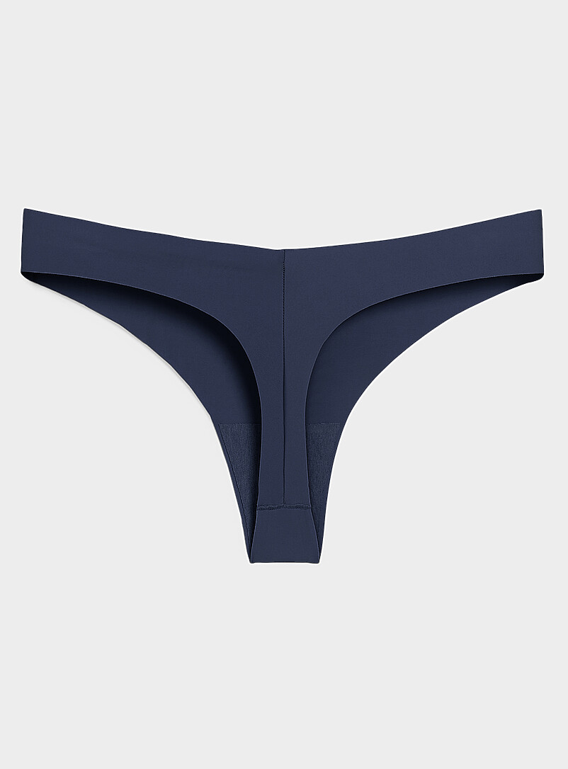 Miiyu Beige Dense laser-cut thong Recycled nylon for women