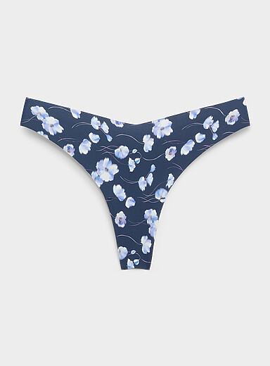 Miiyu: Le tanga dense coup&eacute; laser Nylon recycl&eacute; Bleu royal - Saphir pour femme
