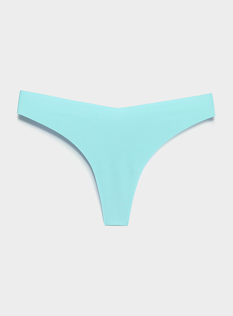 Miiyu Beige Dense laser-cut thong Recycled nylon for women