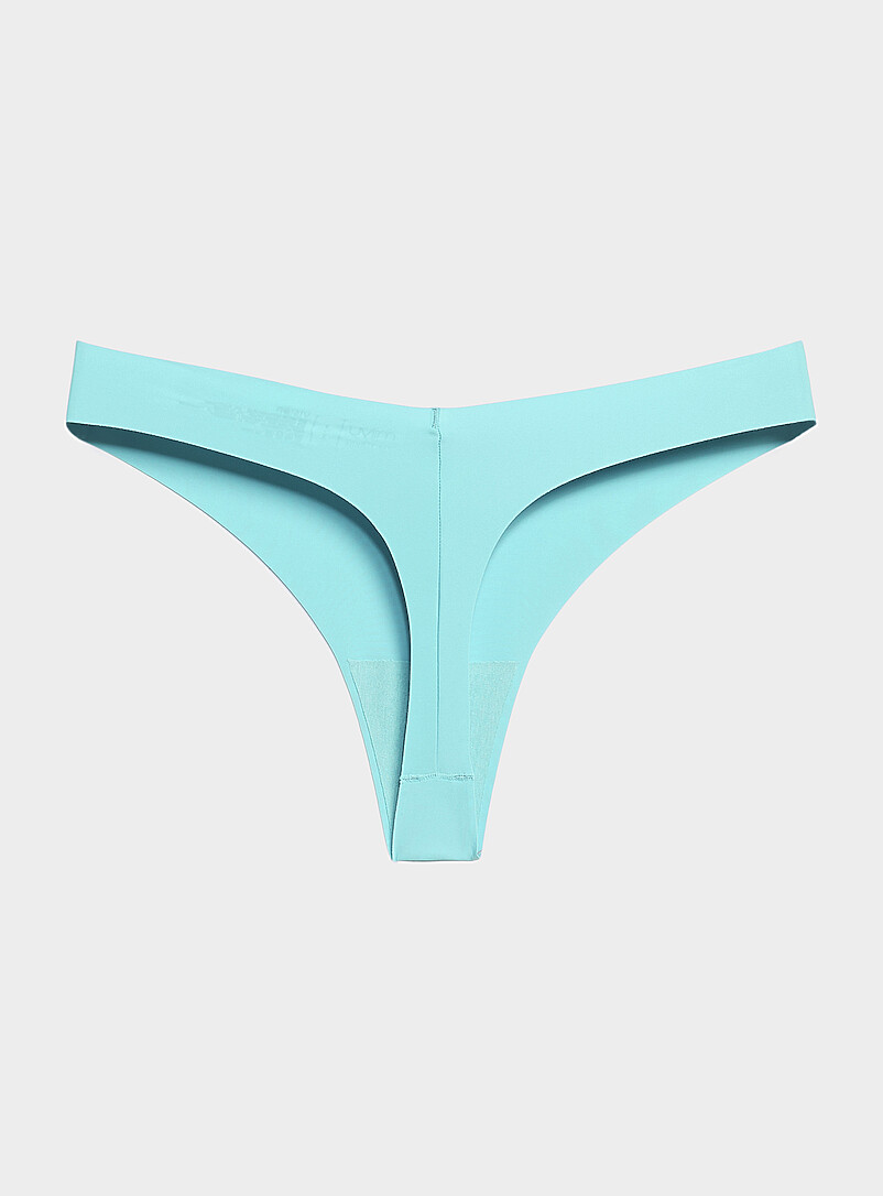 Miiyu: Le tanga dense coup&eacute; laser Nylon recycl&eacute; Beige pour femme