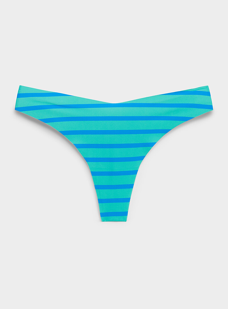 Miiyu: Le tanga dense coup&eacute; laser Nylon recycl&eacute; Beige pour femme