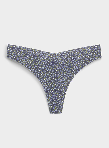 Miiyu Assorted blue Dense laser-cut thong Recycled nylon for women