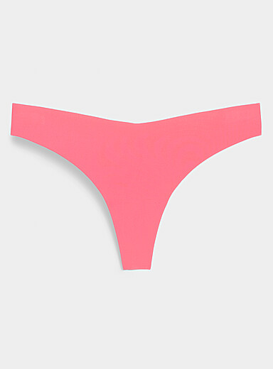 Miiyu Coral Orange Dense laser-cut thong Recycled nylon for women