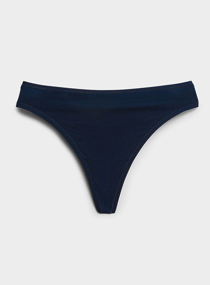 Miiyu Blue Ultra-soft stretch high-cut thong Recycled nylon for women