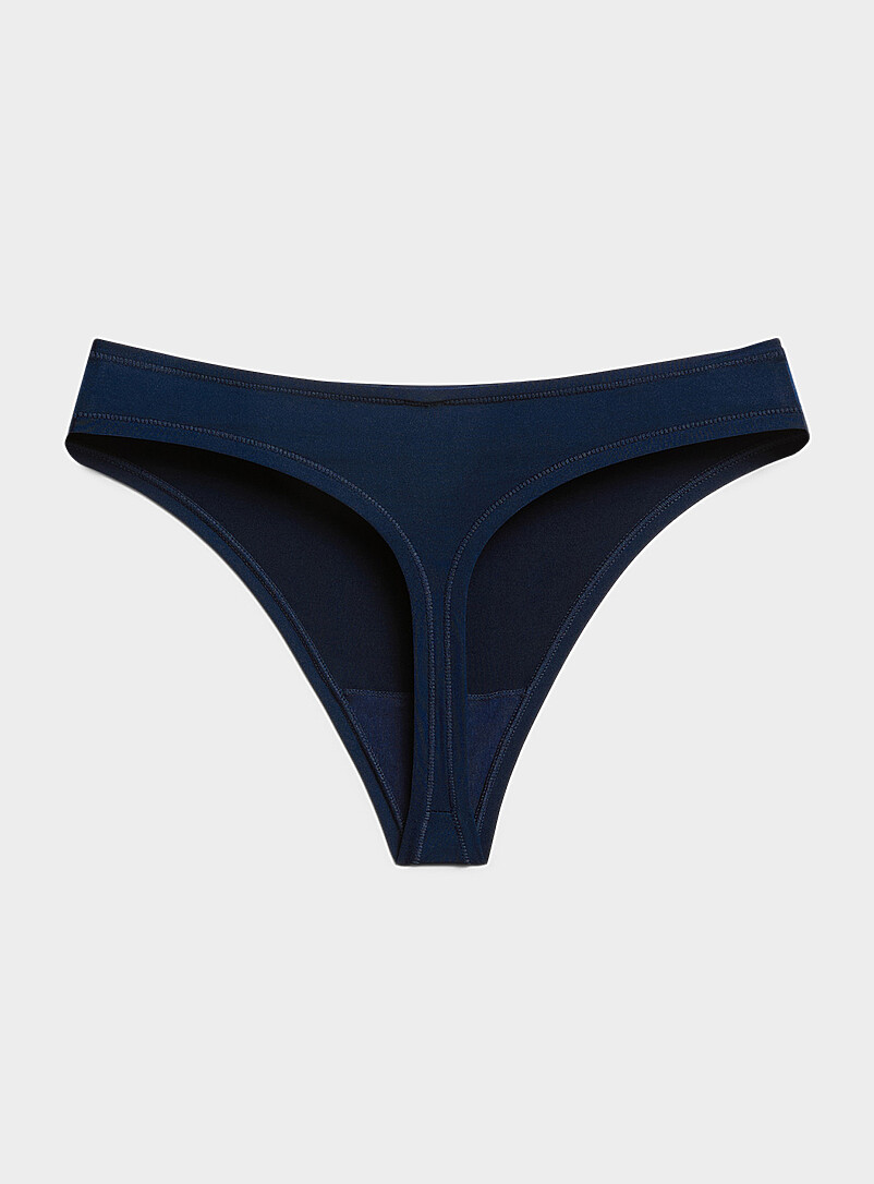 Miiyu Blue Ultra-soft stretch high-cut thong Recycled nylon for women