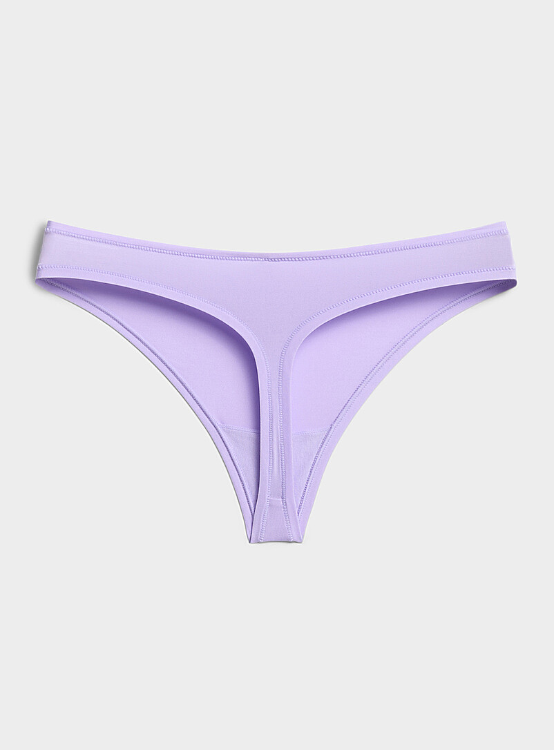Miiyu Blue Ultra-soft stretch high-cut thong Recycled nylon for women