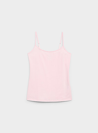 Twik: La camisole fines bretelles coton bio <b>Coupe ajust&eacute;e</b> Rose pour femme