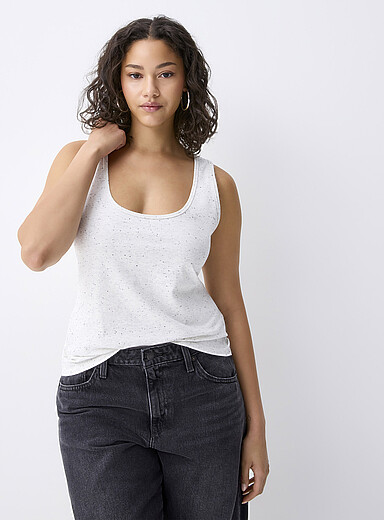 Twik Assorted white Scoop-neck slim-fit tank for women