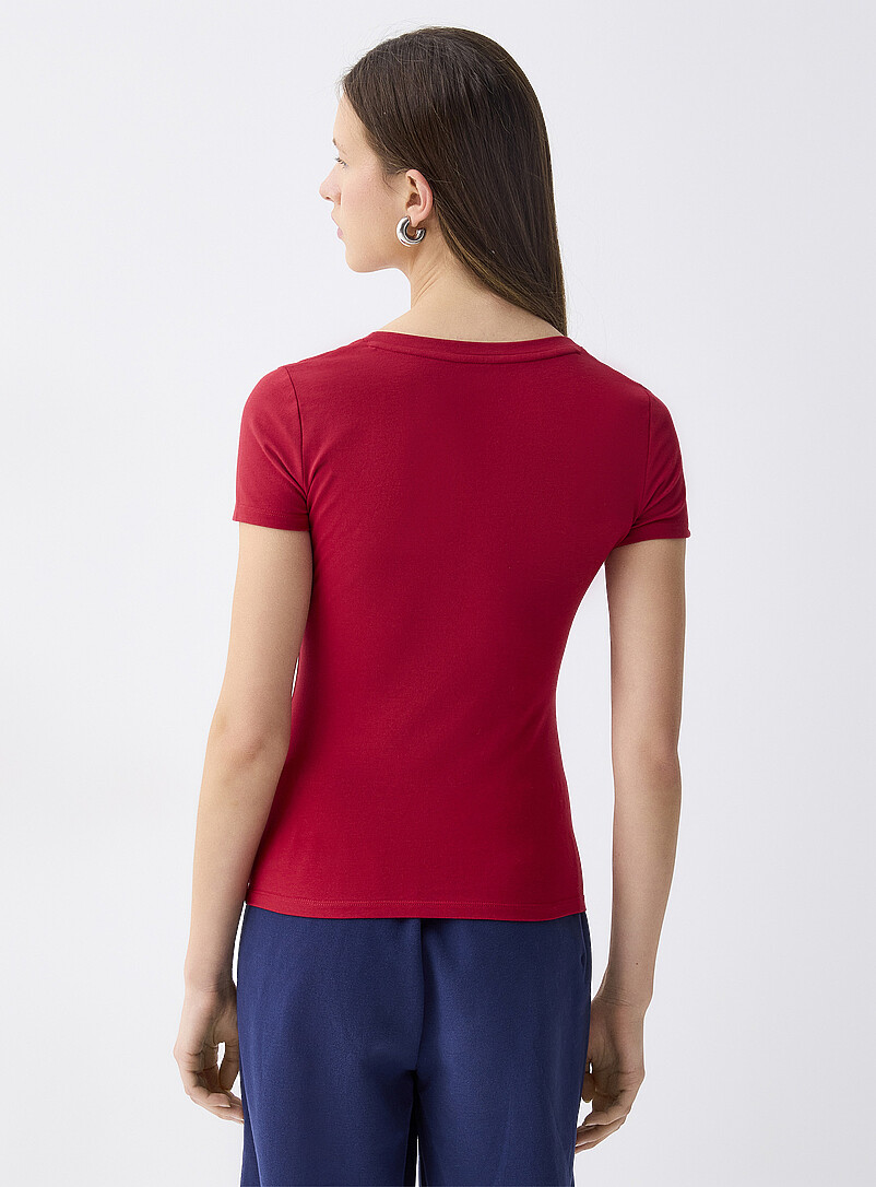 Twik Silver Organic cotton V-neck t-shirt <b>Super slim fit</b> for women