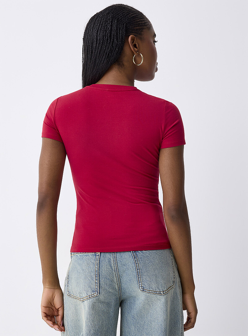 Twik: Le t-shirt col rond coton bio <b>Coupe tr&egrave;s ajust&eacute;e</b> Blanc pour femme