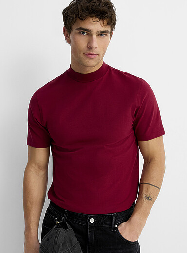 Le 31: Le t-shirt col montant <b>Coupe standard</b> Rouge pour homme