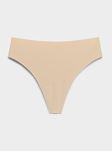 Le tanga taille haute coup&eacute; laser extensible Nylon recycl&eacute;